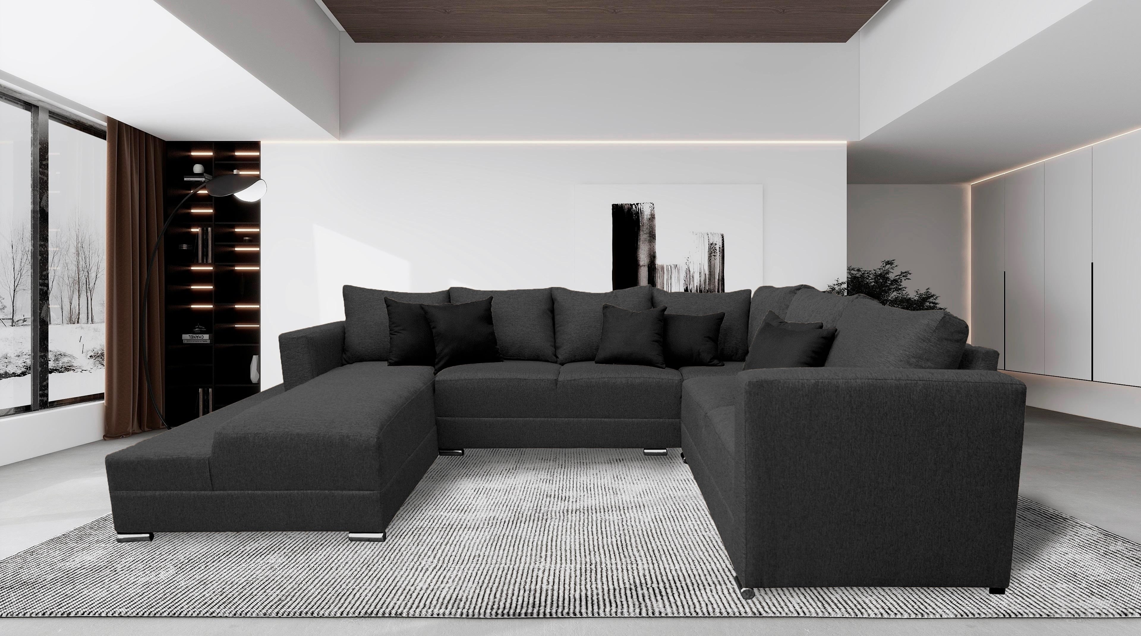 Sala esquinera en U El Bazar Store modelo Corbel gris oxford 4 salas en 1