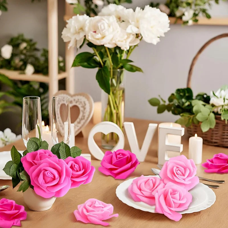 7,6 cm flores rosas artificiales