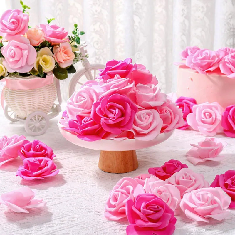 7,6 cm flores rosas artificiales