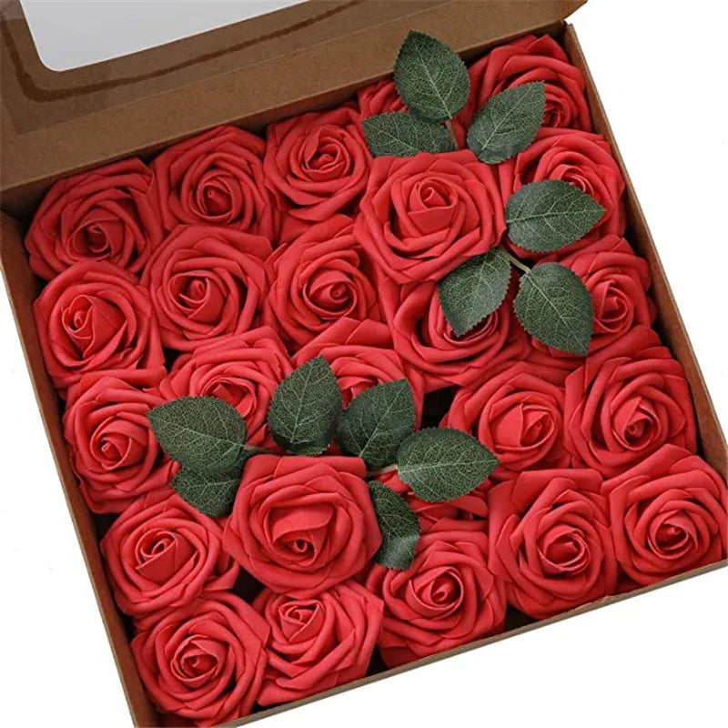 rosas artificiales de espuma, rosas falsas