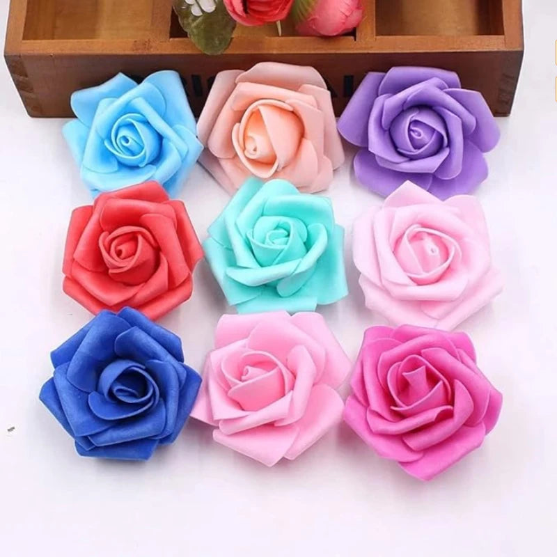 Flores rosas de espuma artificiales