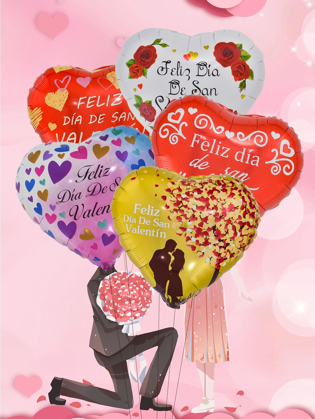 10 Uds. Globos de aluminio de corazón