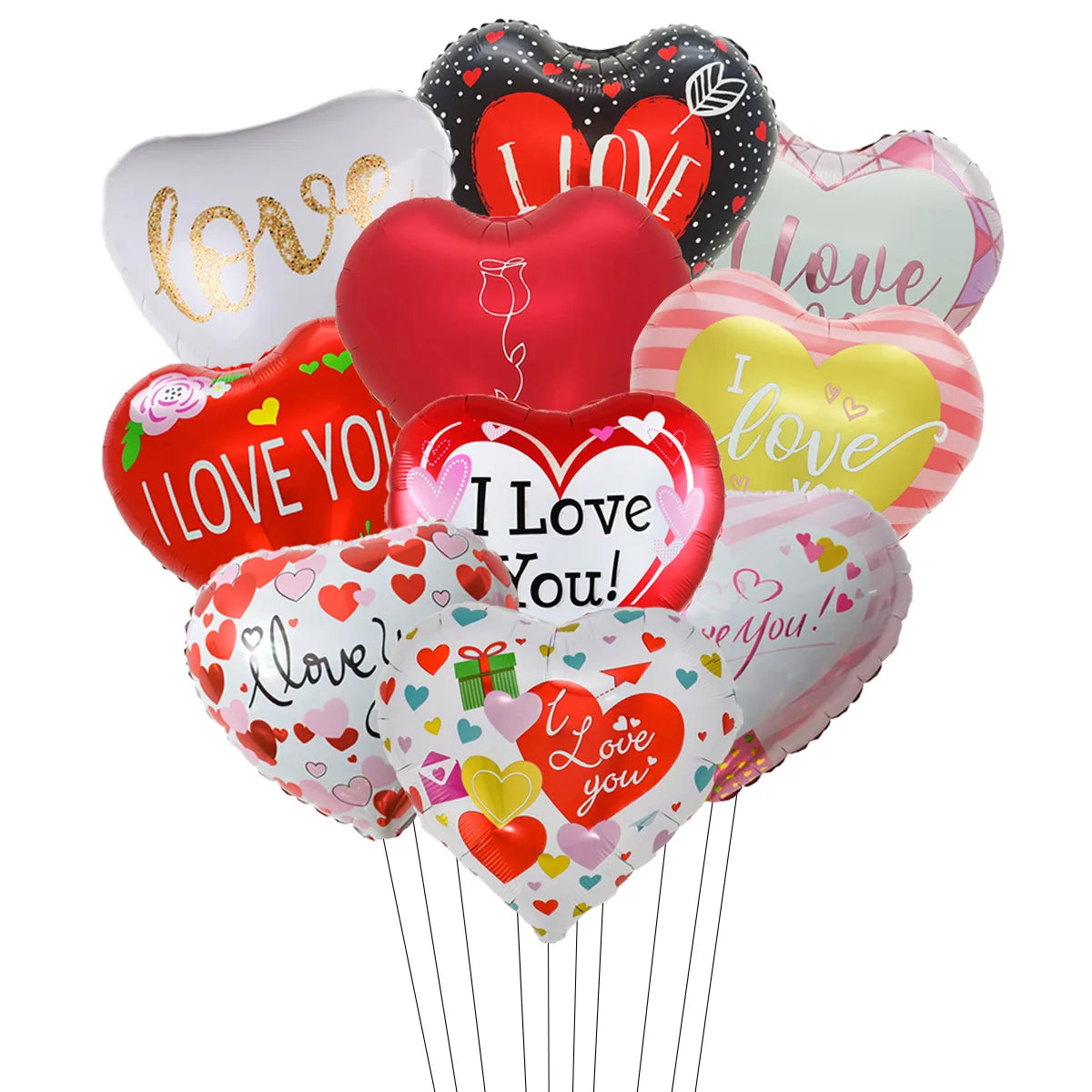 10 Uds. Globos de aluminio de corazón