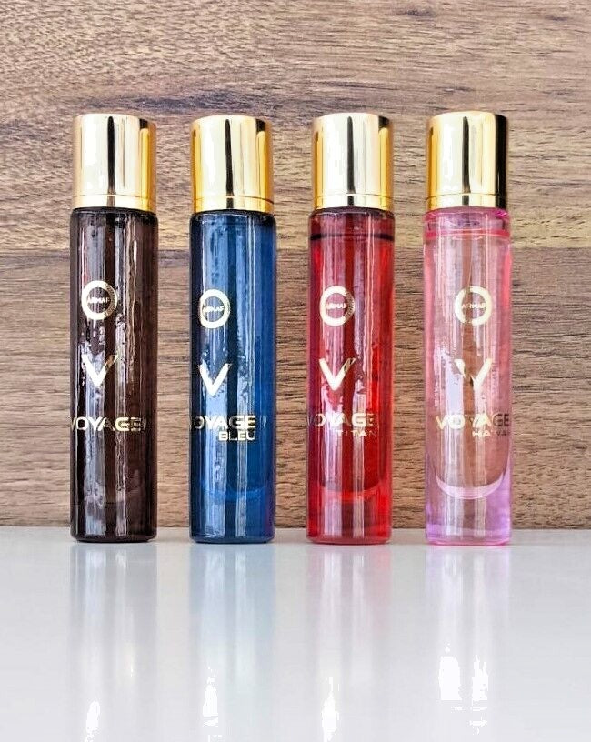 Miniaturas-Voyage Bleu EDP 15ML+Voyage Brown 15ML+Voyage Titan 15ML + Voyage Hawaii 15ML EDP Set De Caballero 10ML
