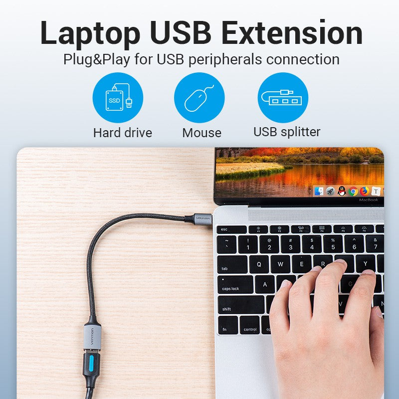 Vention Cable USB 3.0 5Gbps 22 + 30AWG 2A Para Portátil Tipo C