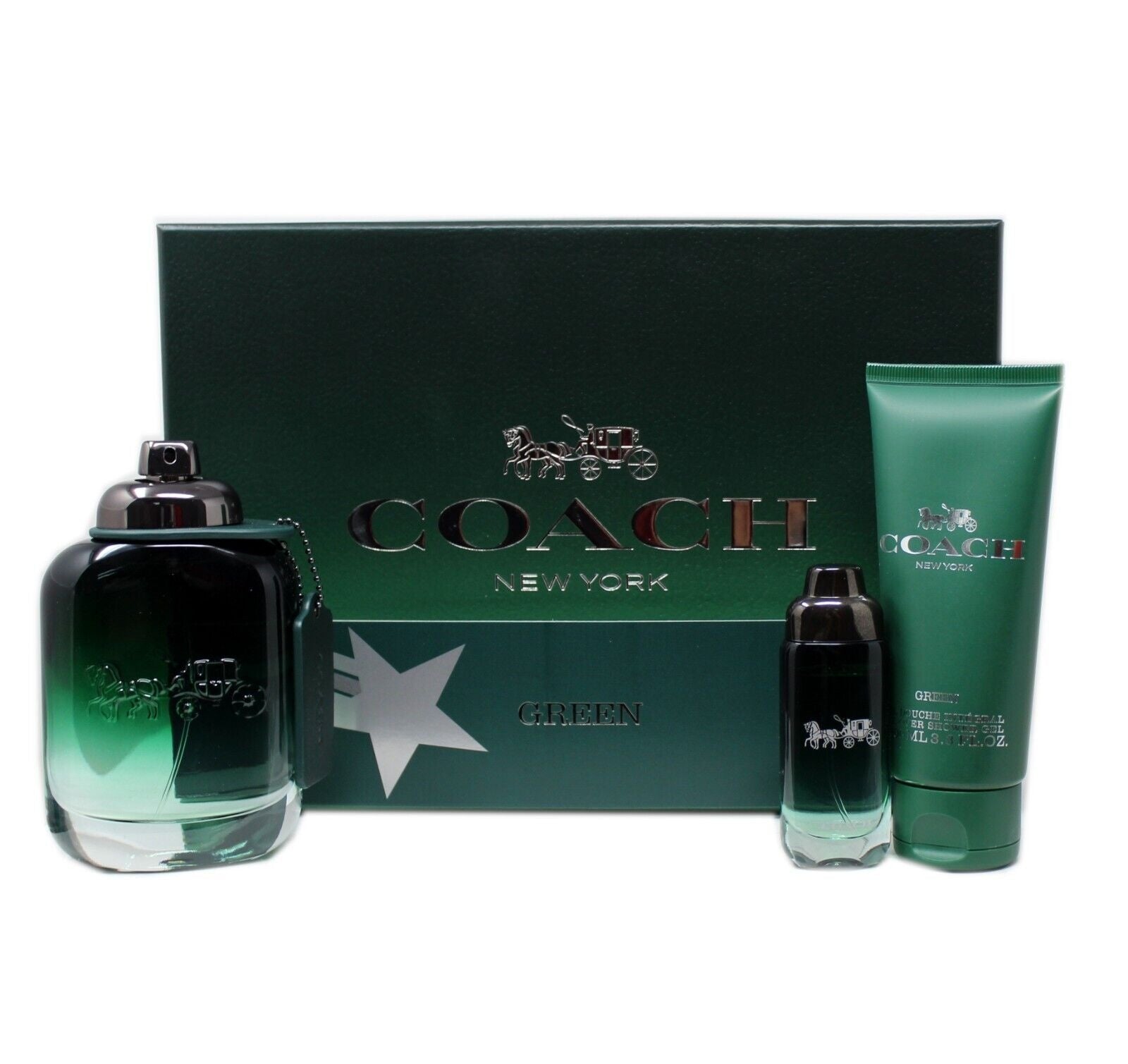 Coach: Coach Green + 100ML Shower Gel + Miniatura 10ML EDT Set Caballero 100ML