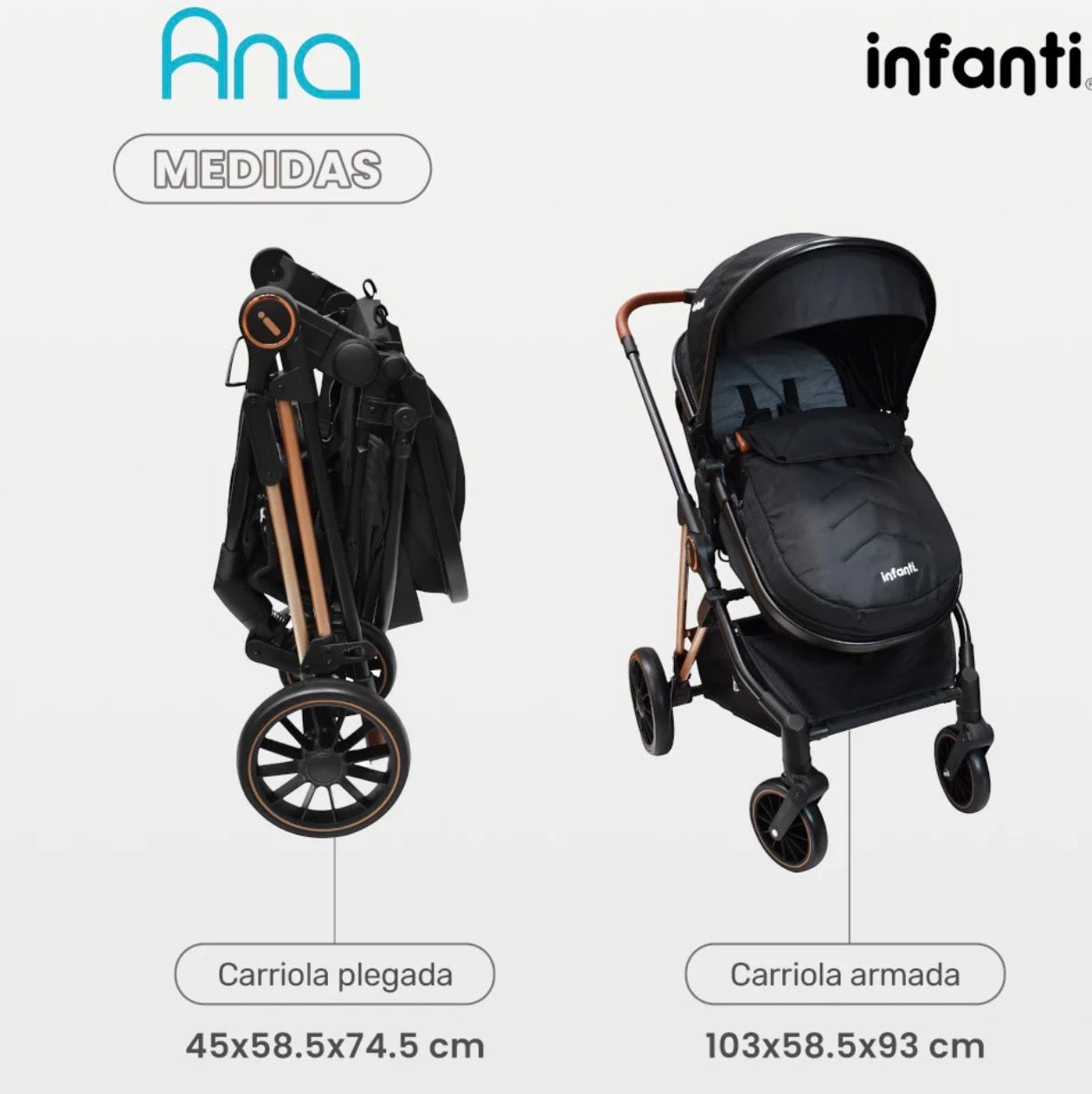 Carriola Ana Infanti Con Sistema De Viaje Convertible A Bambineto