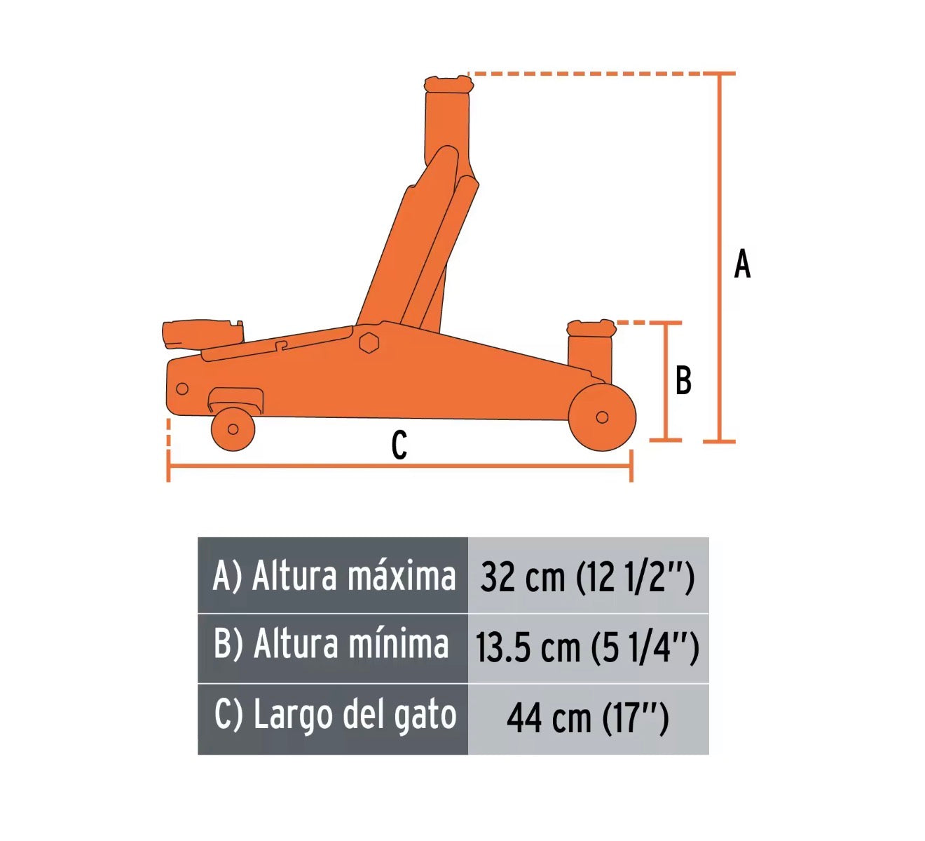 Gato hidráulico de patín Truper 2 toneladas