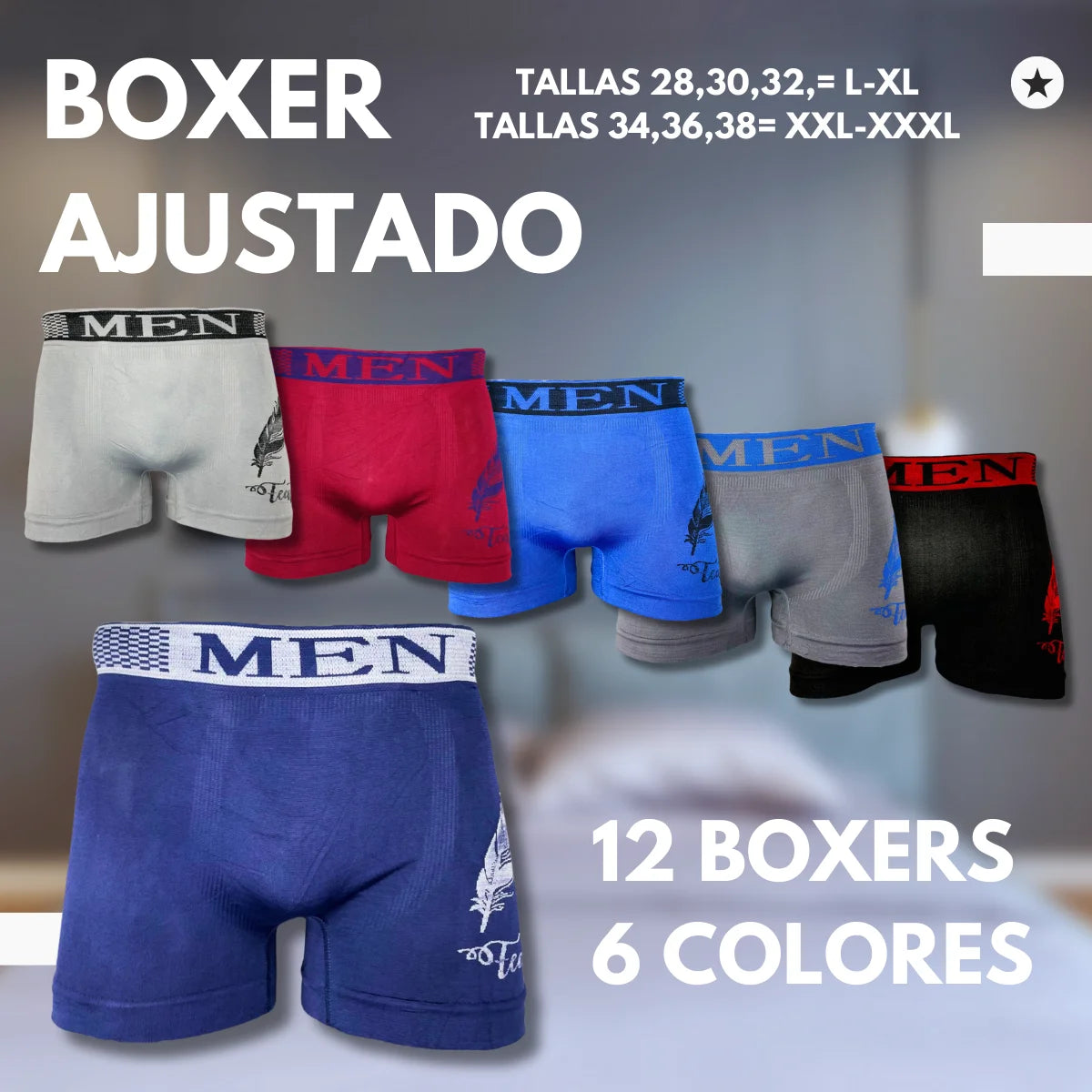 12 Piezas Boxer Caballero Mayoreo