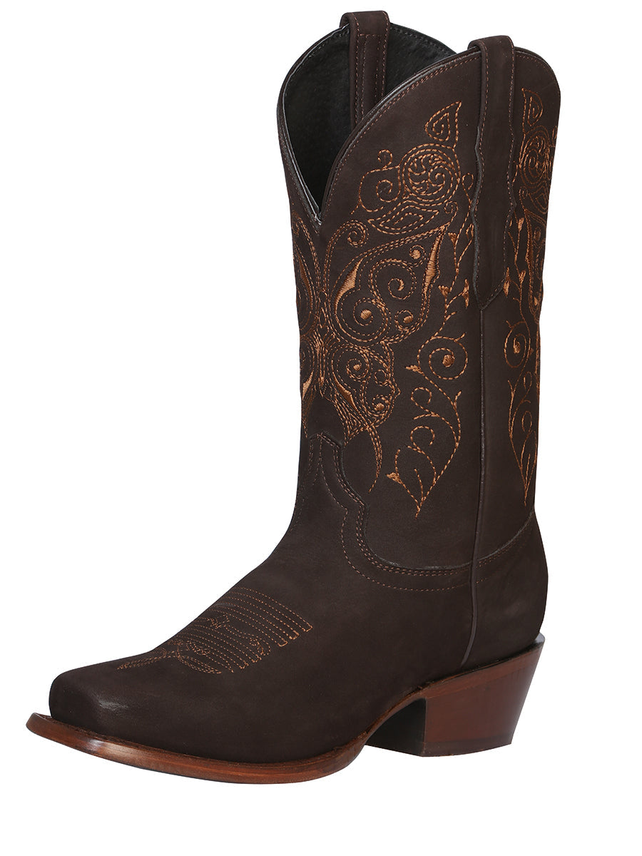 Bota Vaquera de Mujer El General Rodeo en Piel Bovino Nobuck Color Café 122489
