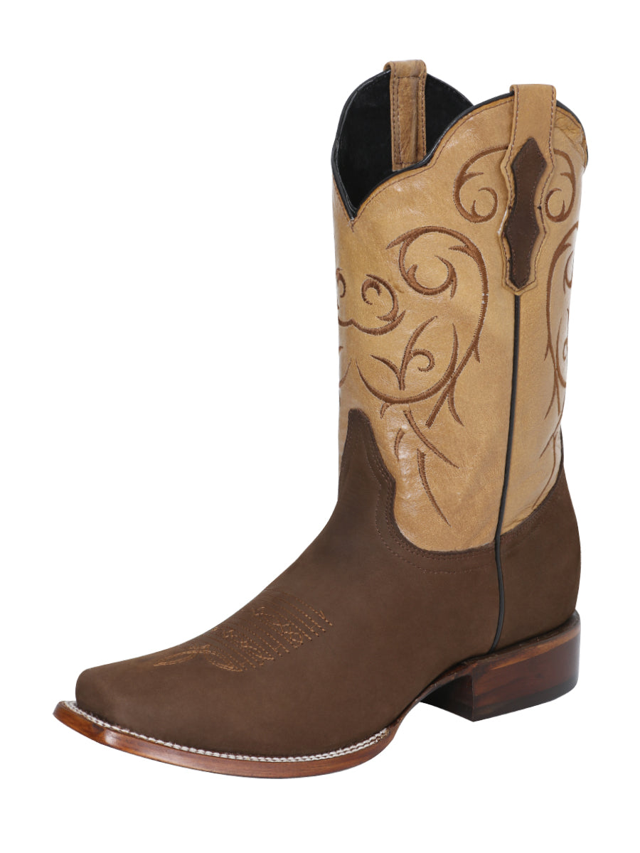 Bota Vaquera de Hombre El Señor de los Cielos Rodeo en Piel Bovino Nobuck Color Camel 124071