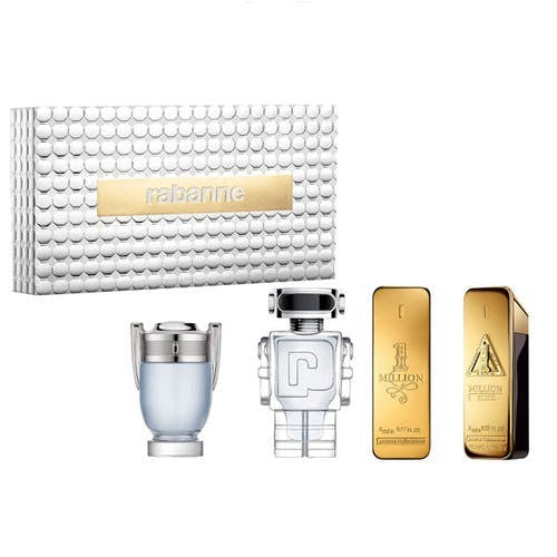 One Million 5ML EDT + One Million 5ML Parfum + Invictus 5ML EDT + Phantom 5ML EDT EDP Set Caballero 10ML