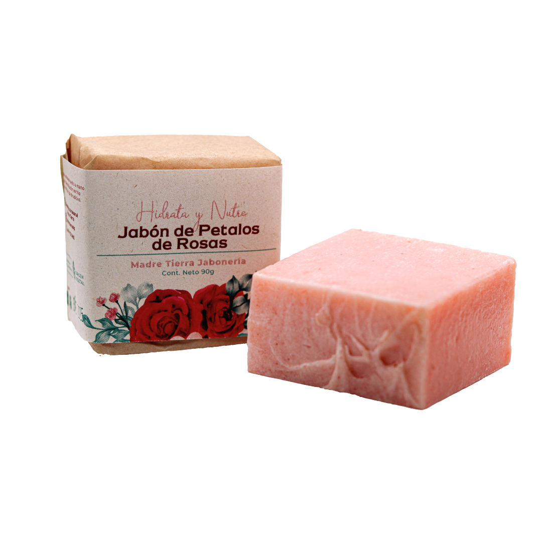 Jabón natural artesanal de pétalos de rosas 90gr.