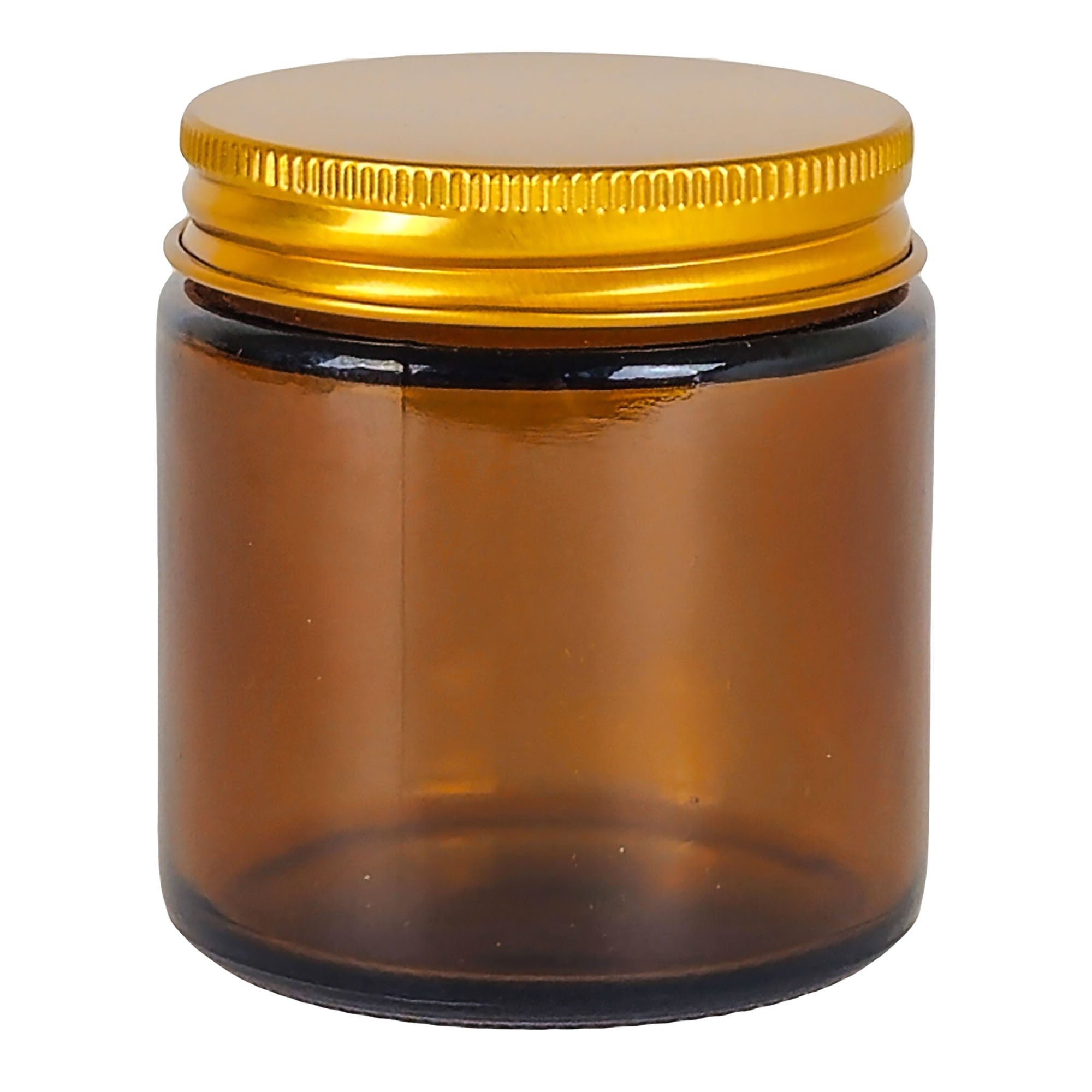 130ml - Miami Vaso de vidrio con rosca para velas - Frasco Ámbar con tapa dorada