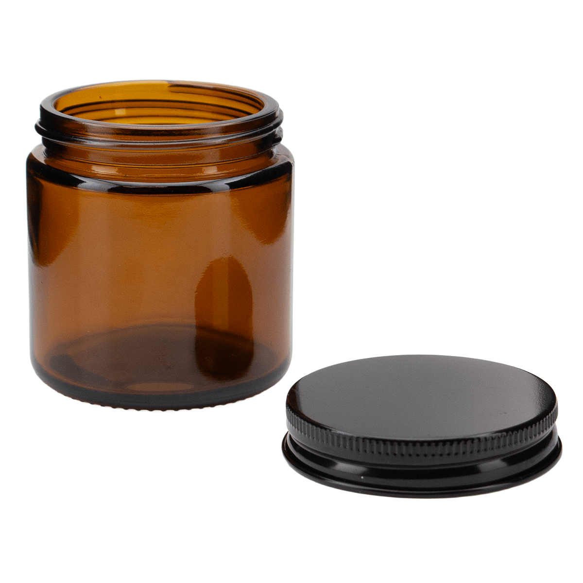 130ml - Miami Vaso de vidrio con rosca para velas - Frasco Ámbar con tapa negra