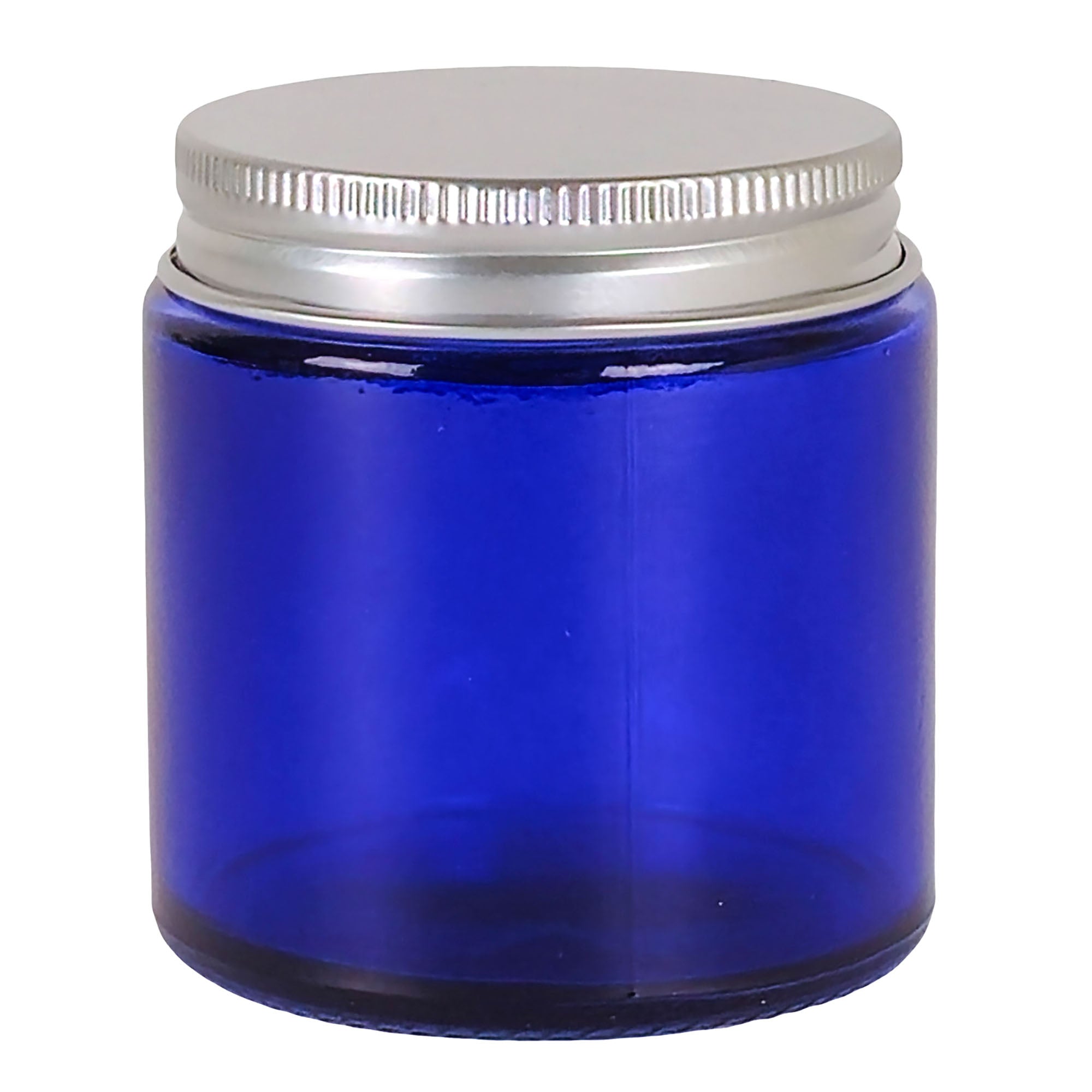 EOL - 130ml - Miami Vaso de vidrio con rosca para velas - Frasco Azul con tapa plata