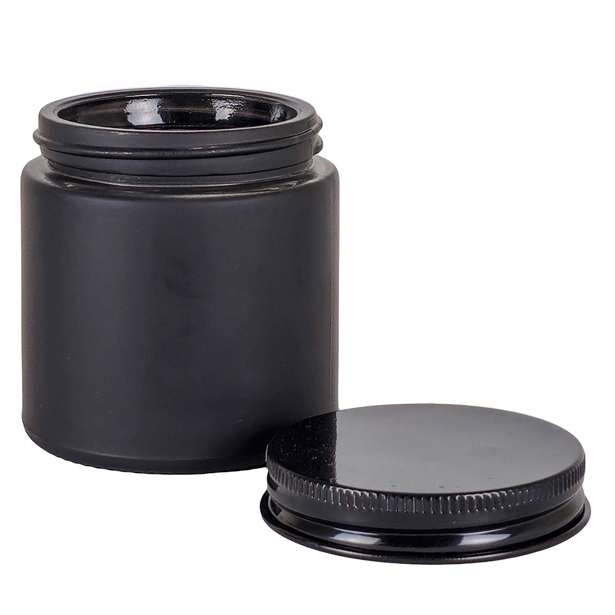 130ml - Miami Vaso de vidrio con rosca para velas - Frasco Negro con tapa negra