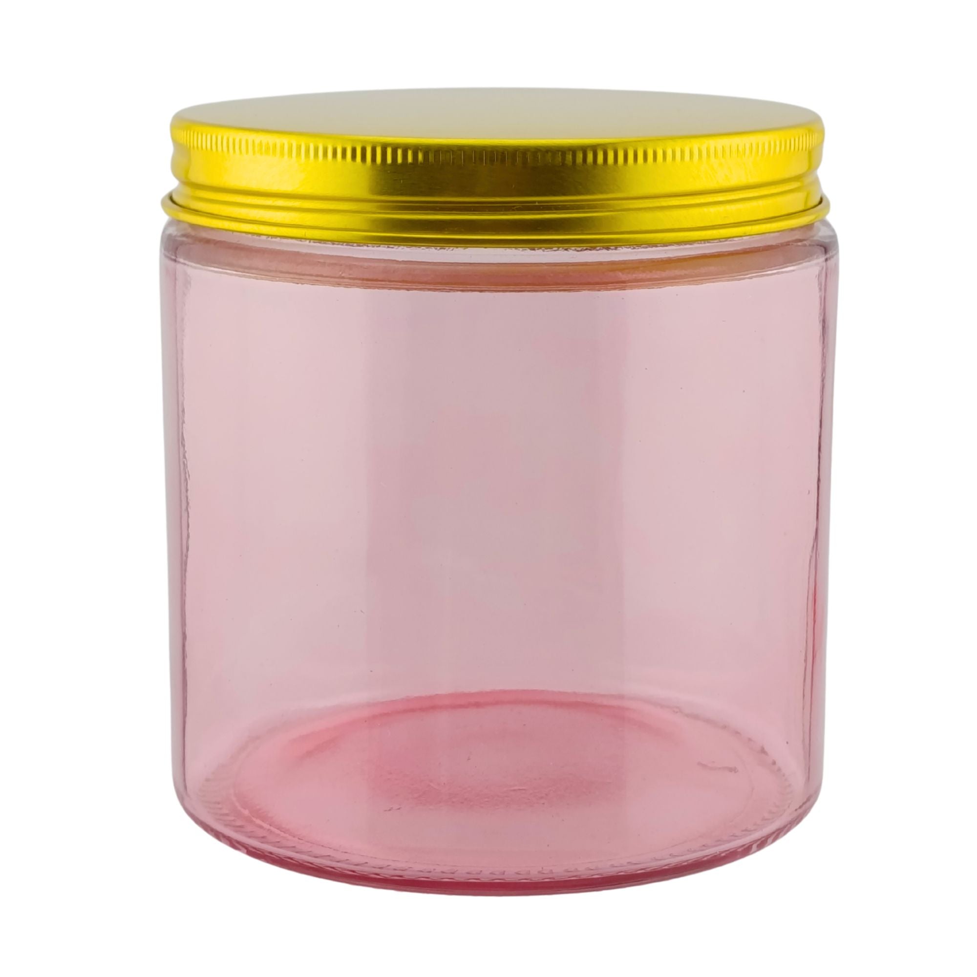 130ml - Miami Vaso de vidrio con rosca para velas - Frasco Rosa con tapa Dorada