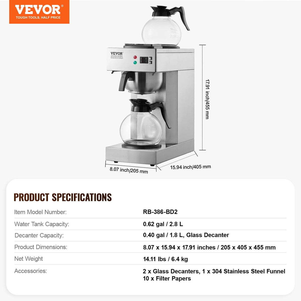VEVOR Cafetera de goteo