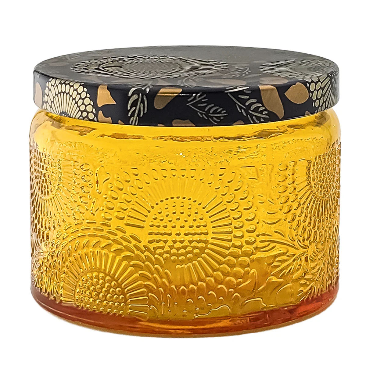 140ml - Londres Vaso de vidrio para velas - Frasco Naranja Relieve