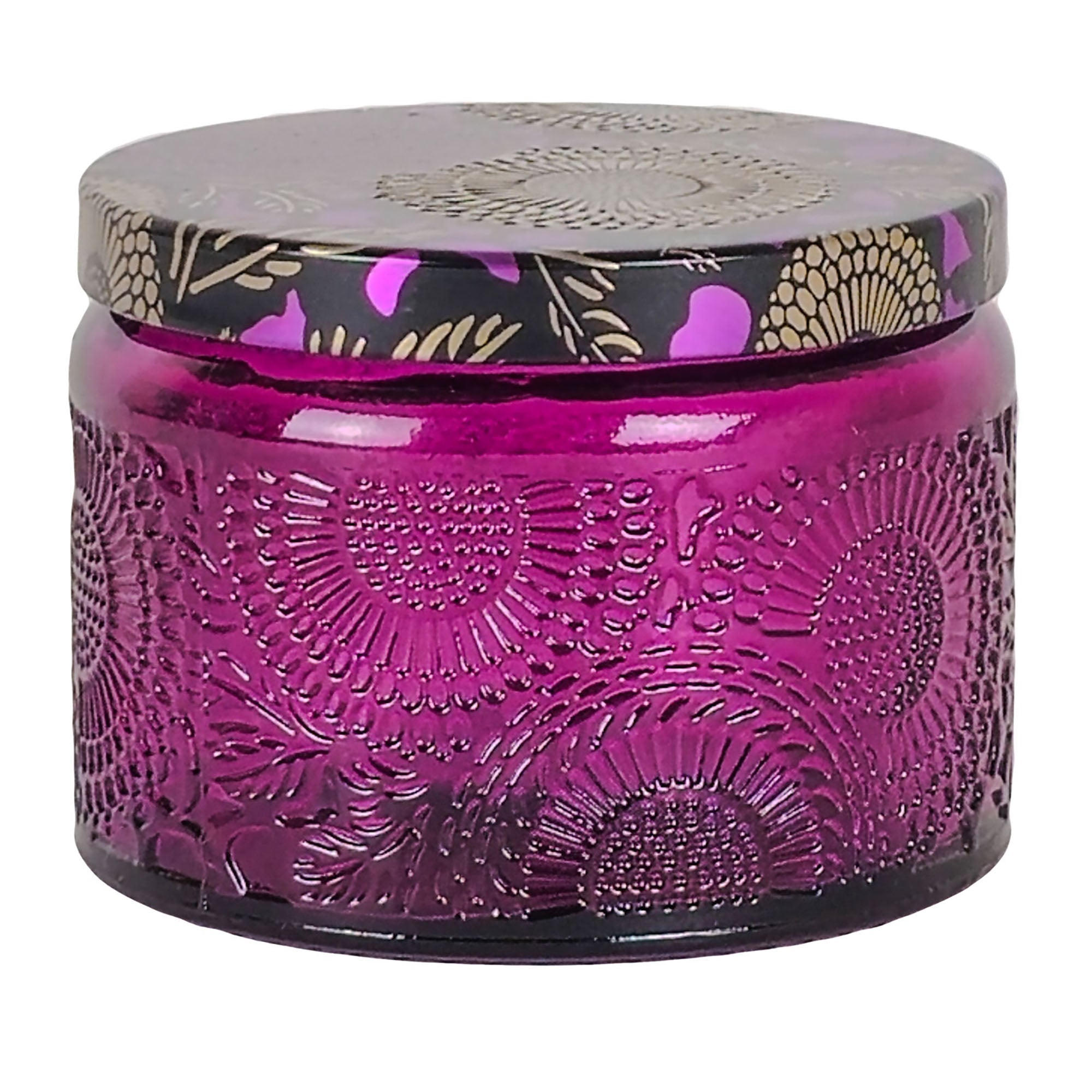 140ml - Londres Vaso de vidrio para velas - Frasco Morado Relieve