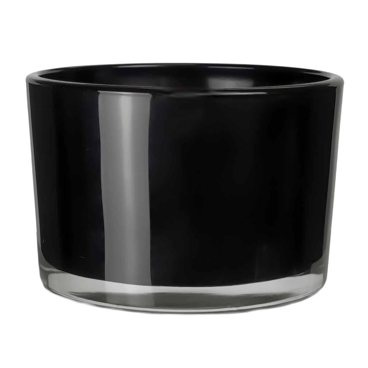 140ml - Mónaco Vaso de vidrio para velas - Frasco Negro  Brillante