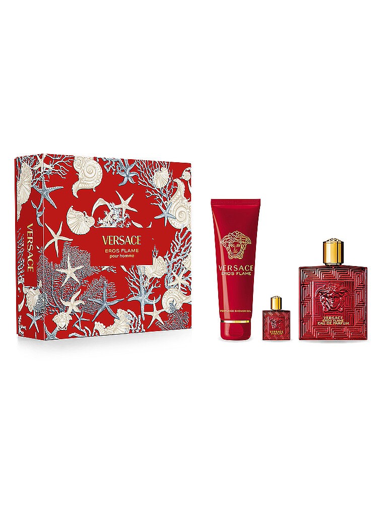 Versace: Eros Flame 100ML + Shower Gel 150ML + Miniatura 5ML EDP Set De Caballero