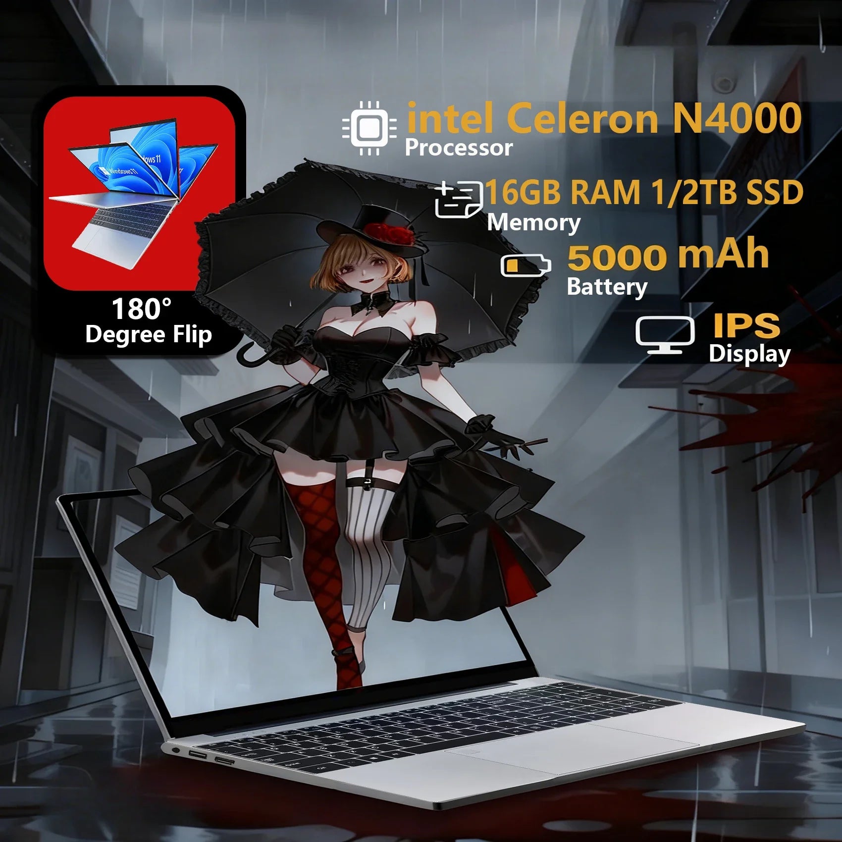 ordenador portátil  ANLUAN Windows 11 portátil Intel N4000 16GB RAM 1TB