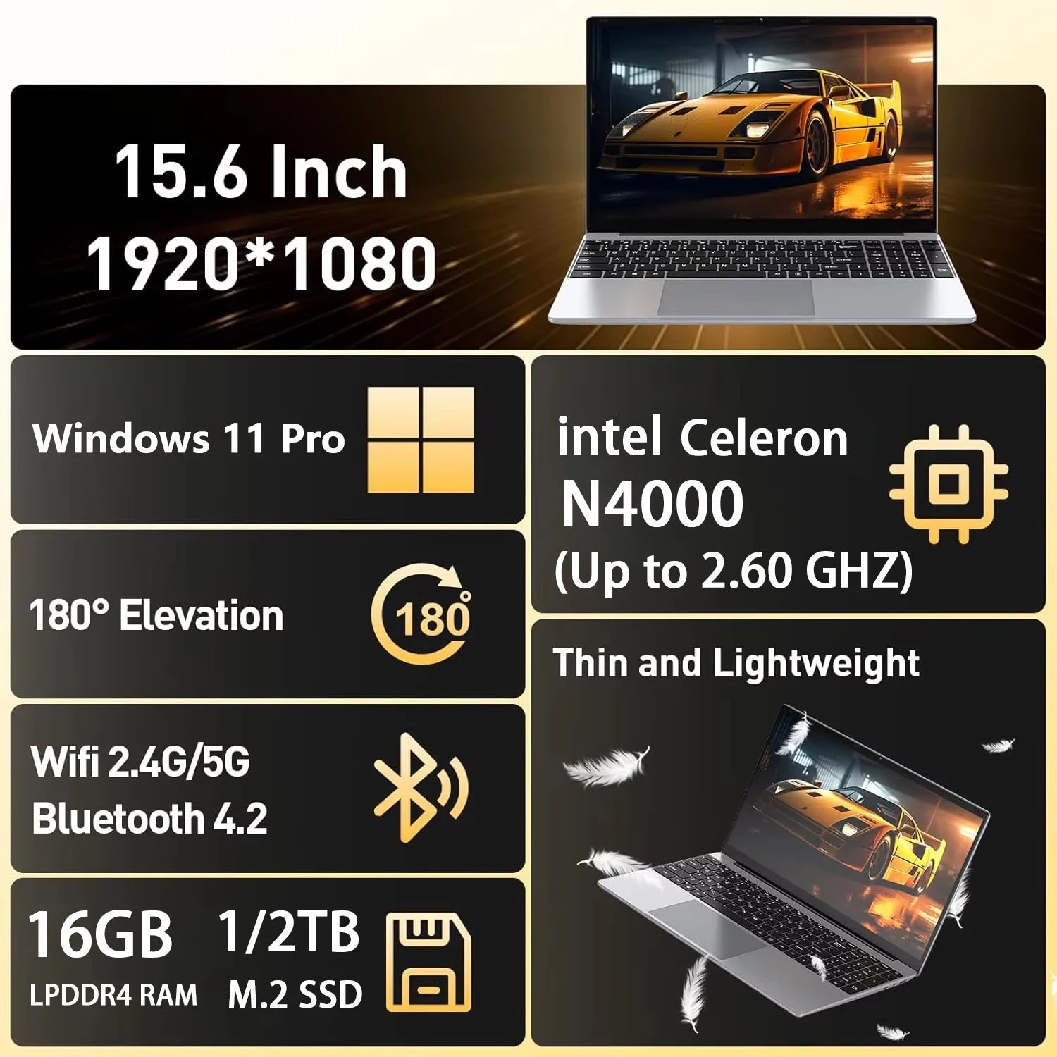 ordenador portátil  ANLUAN Windows 11 portátil Intel N4000 16GB RAM 1TB