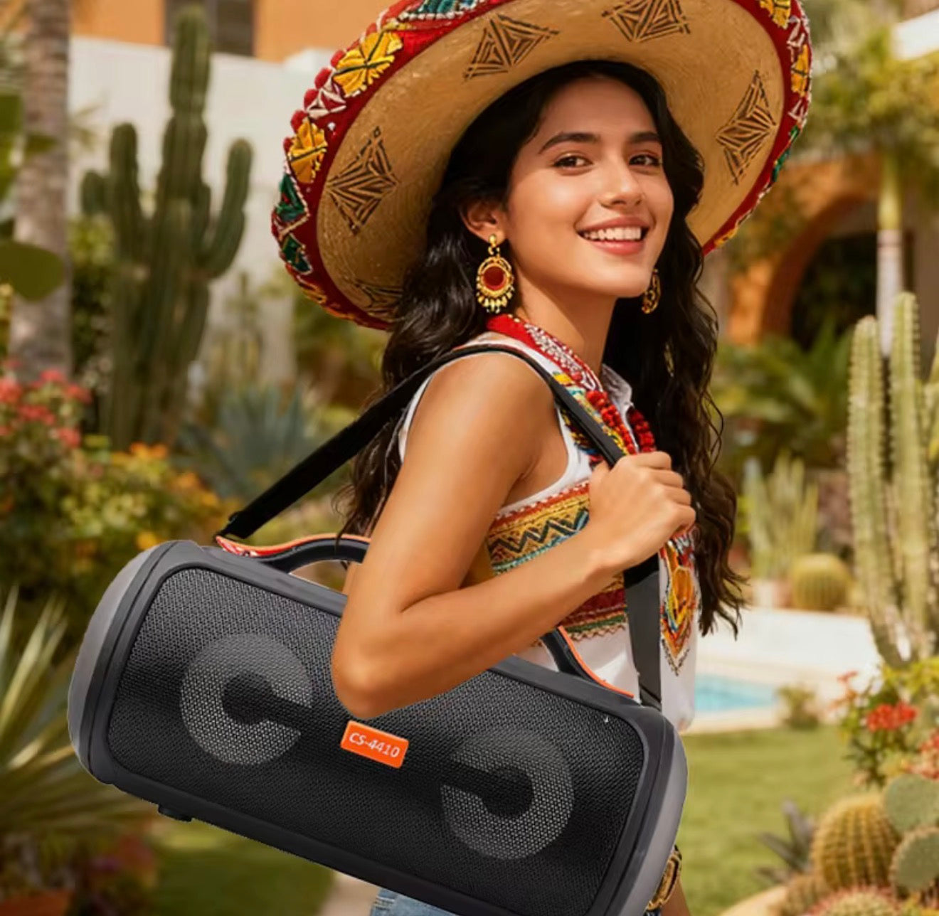 Bocina Bluetooth portátil con luces LED