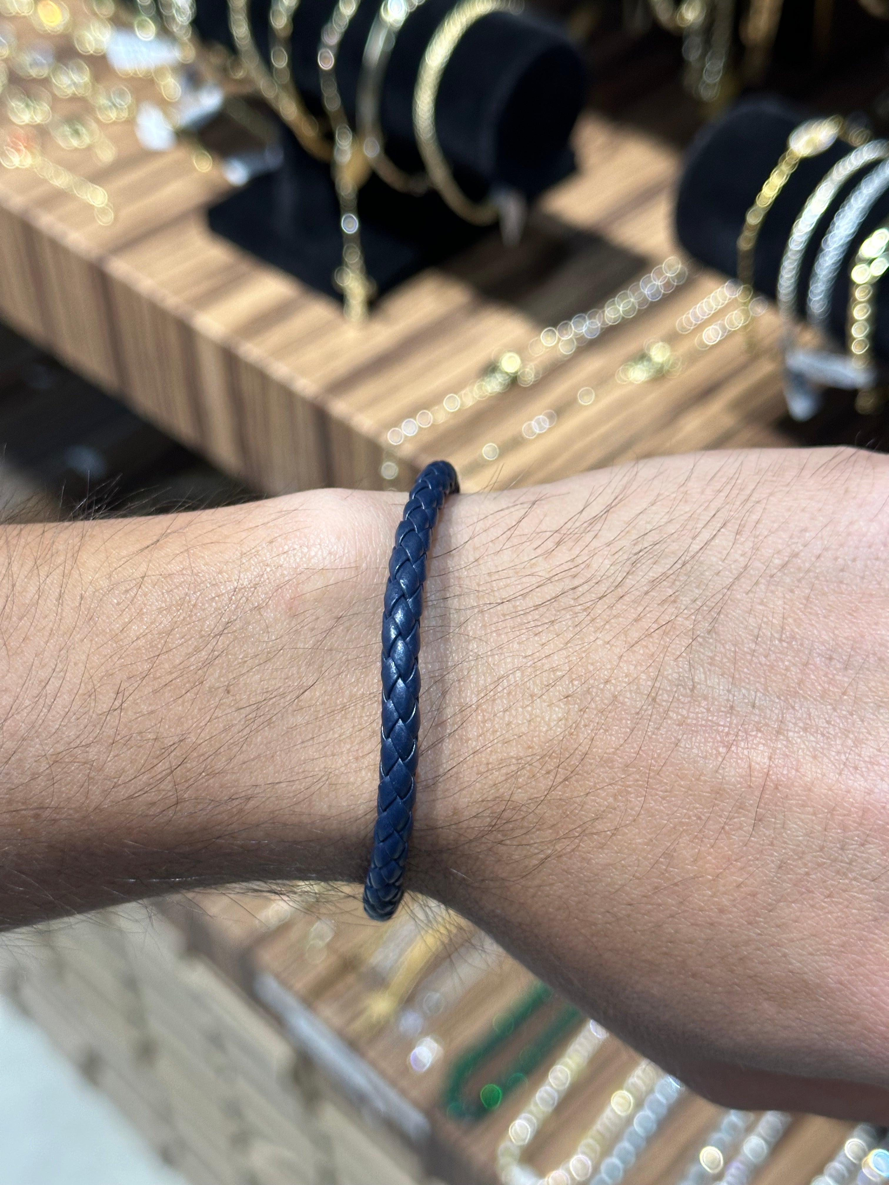 Pulsera Azul Cuero