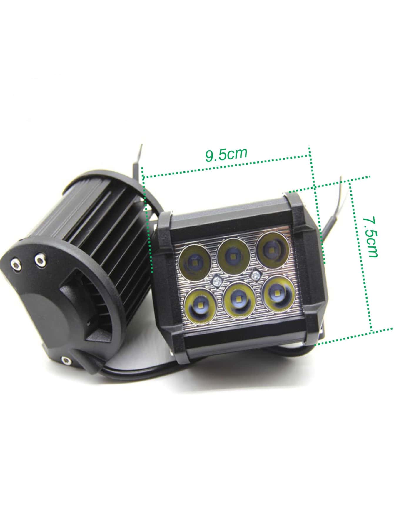 Faros luces delanteros 6 LED cuadrados estroboscópico para vehiculos motocicleta 18w Par