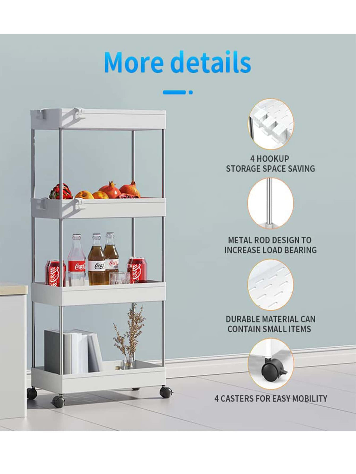 Carrito Estante Rack Organizador de 4 niveles