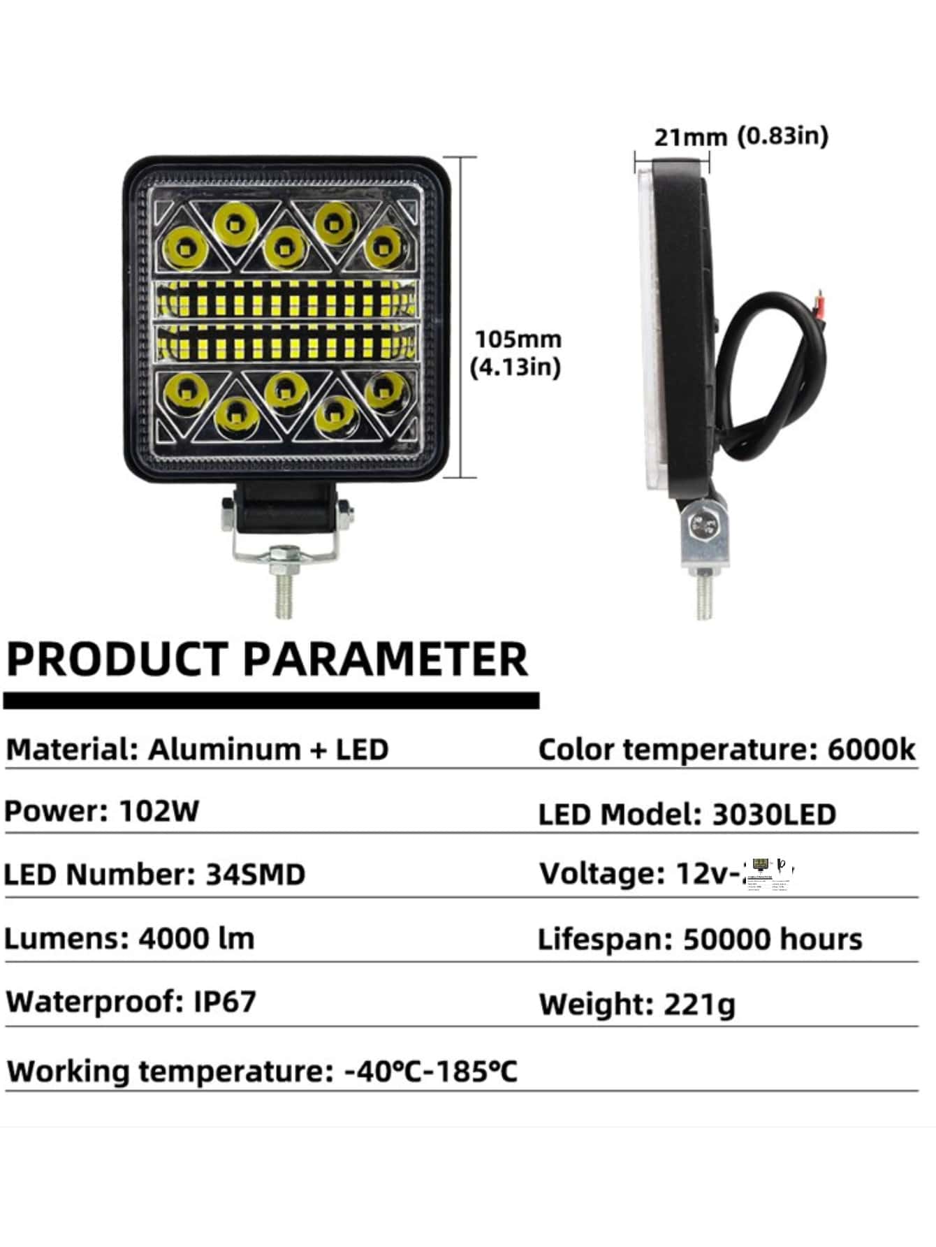 Faros 34 LED antiniebla para coche o moto universales