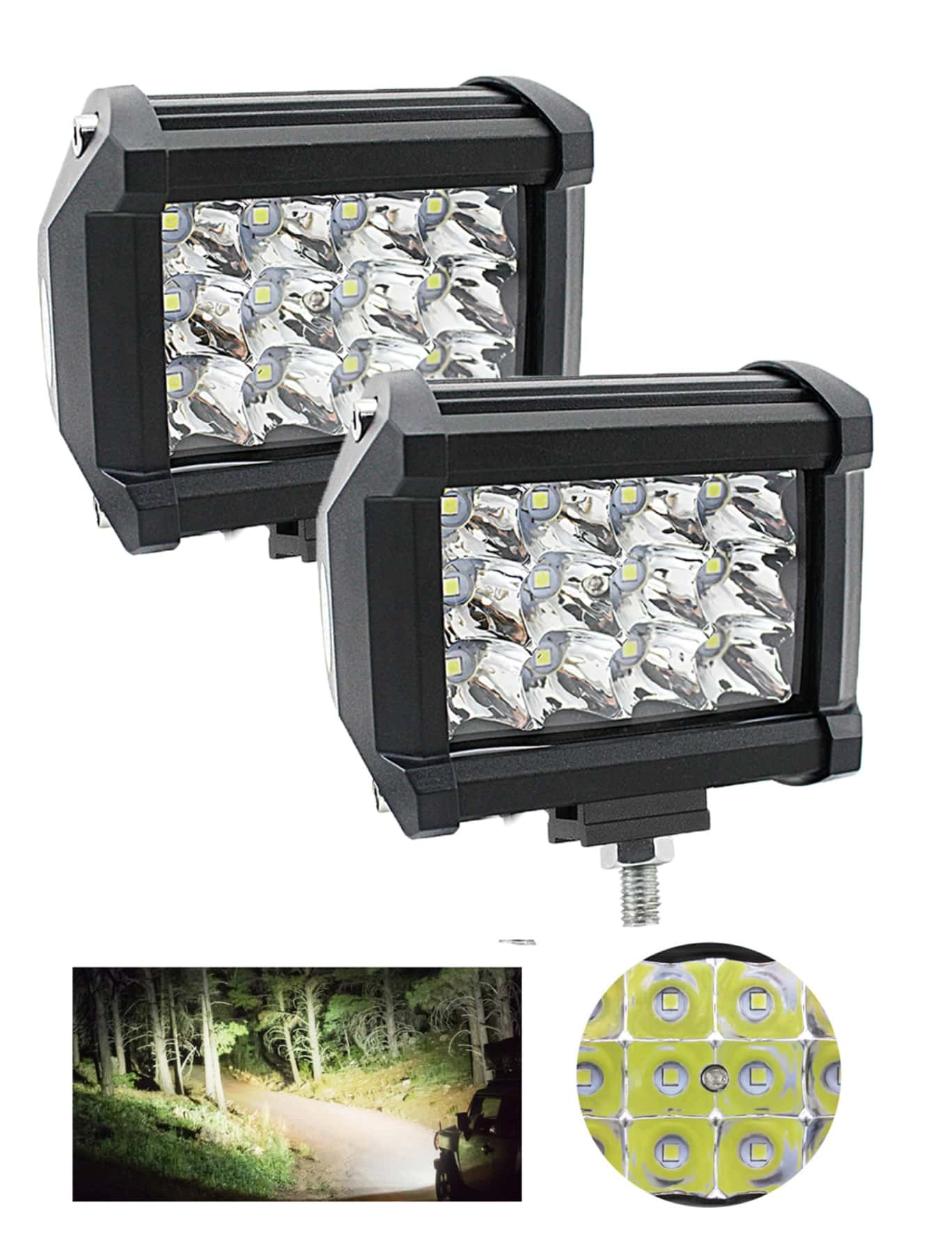 Faros Led cuadrados auxiliares para coche universales