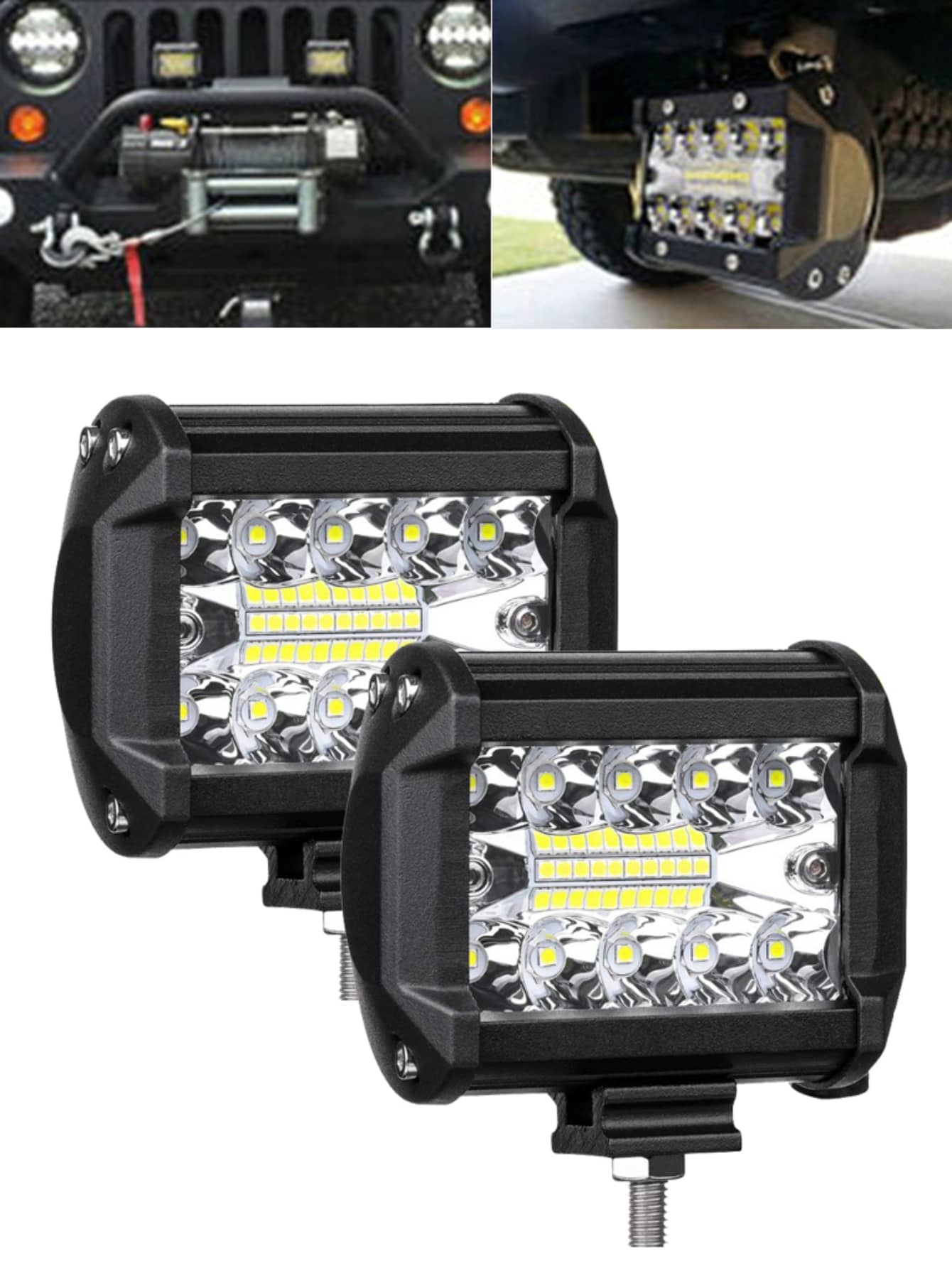 Set Faros auxiliares cuadrados de luz para coche moto universales