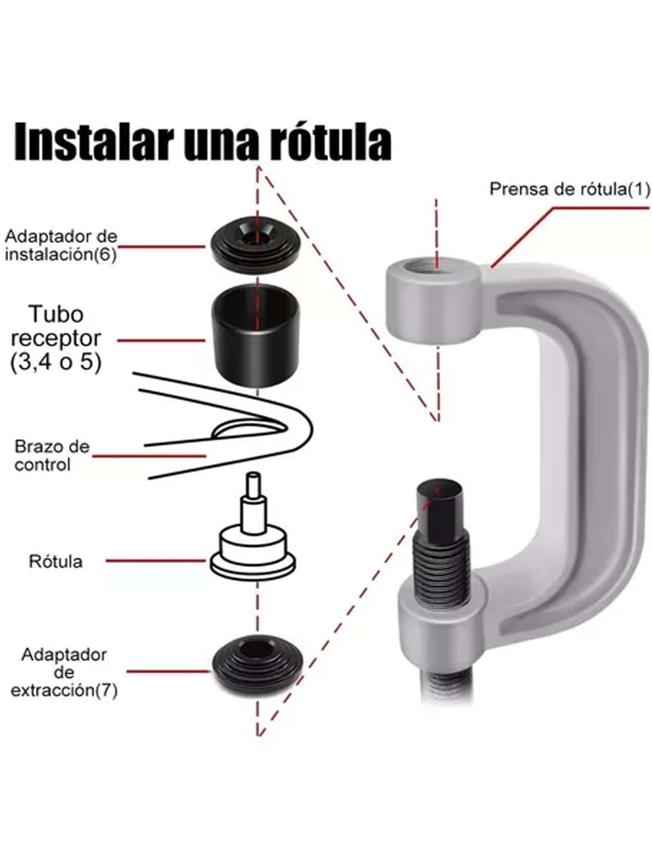 Prensa Rotula  Kit 4 En 1 Instalador Montar Desmontar 2wd 4wd