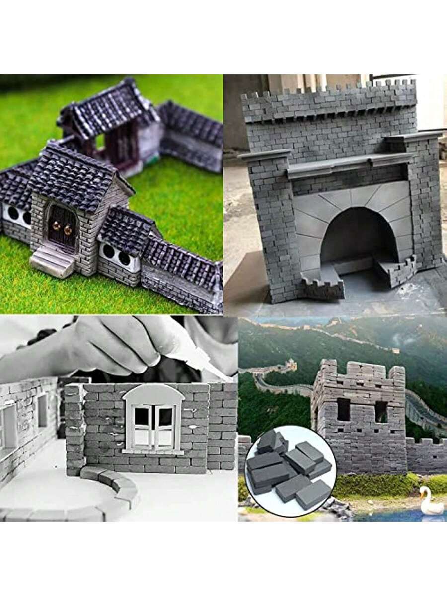 50 piezas Ladrillos grises en miniatura