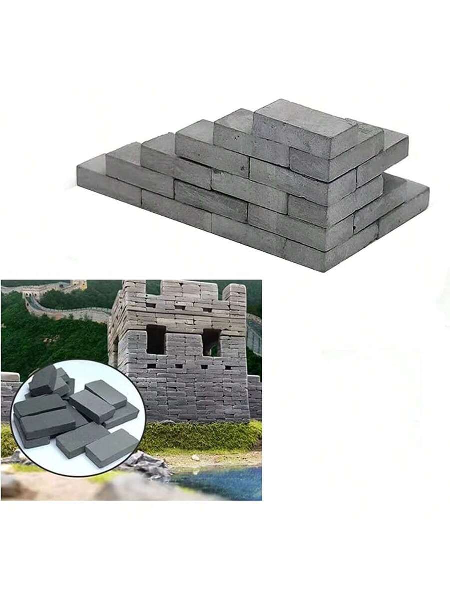 50 piezas Ladrillos grises en miniatura