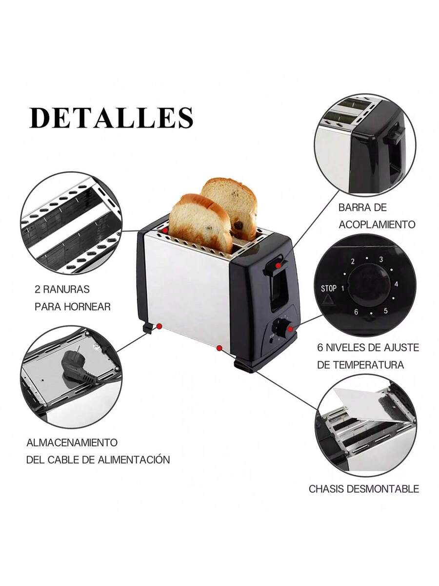 Tostadora de Pan Electrico de Pan de Molde 2 Rebanada