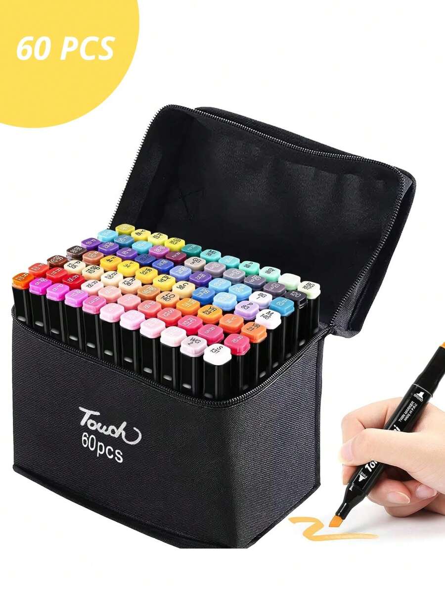 60 Colores Plumones Doble Punta Pincel
