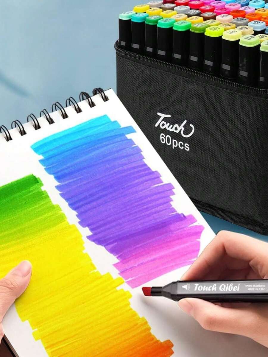 60 Colores Plumones Doble Punta Pincel