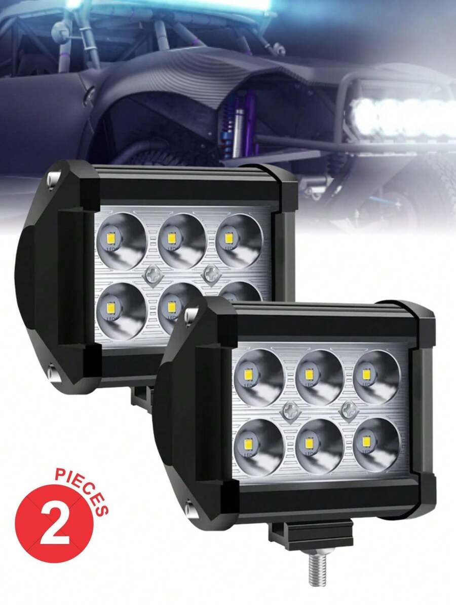 Faros luces delanteros 6 LED cuadrados estroboscópico para vehiculos motocicleta 18w Par