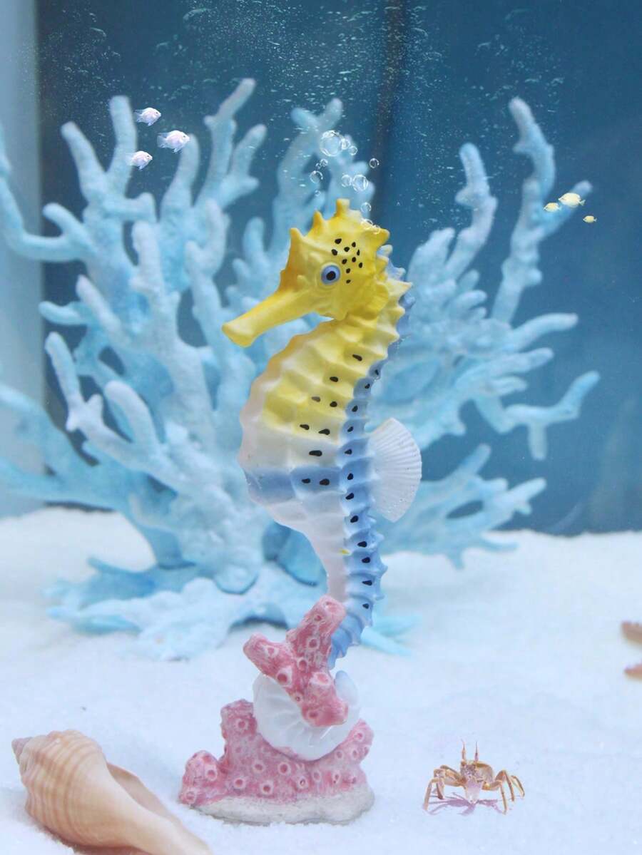 1 pieza Decoración de acuario de caballito de mar hecho de resina de color aleatorio