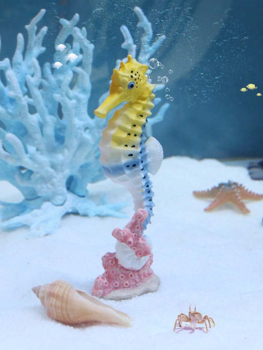 1 pieza Decoración de acuario de caballito de mar hecho de resina de color aleatorio