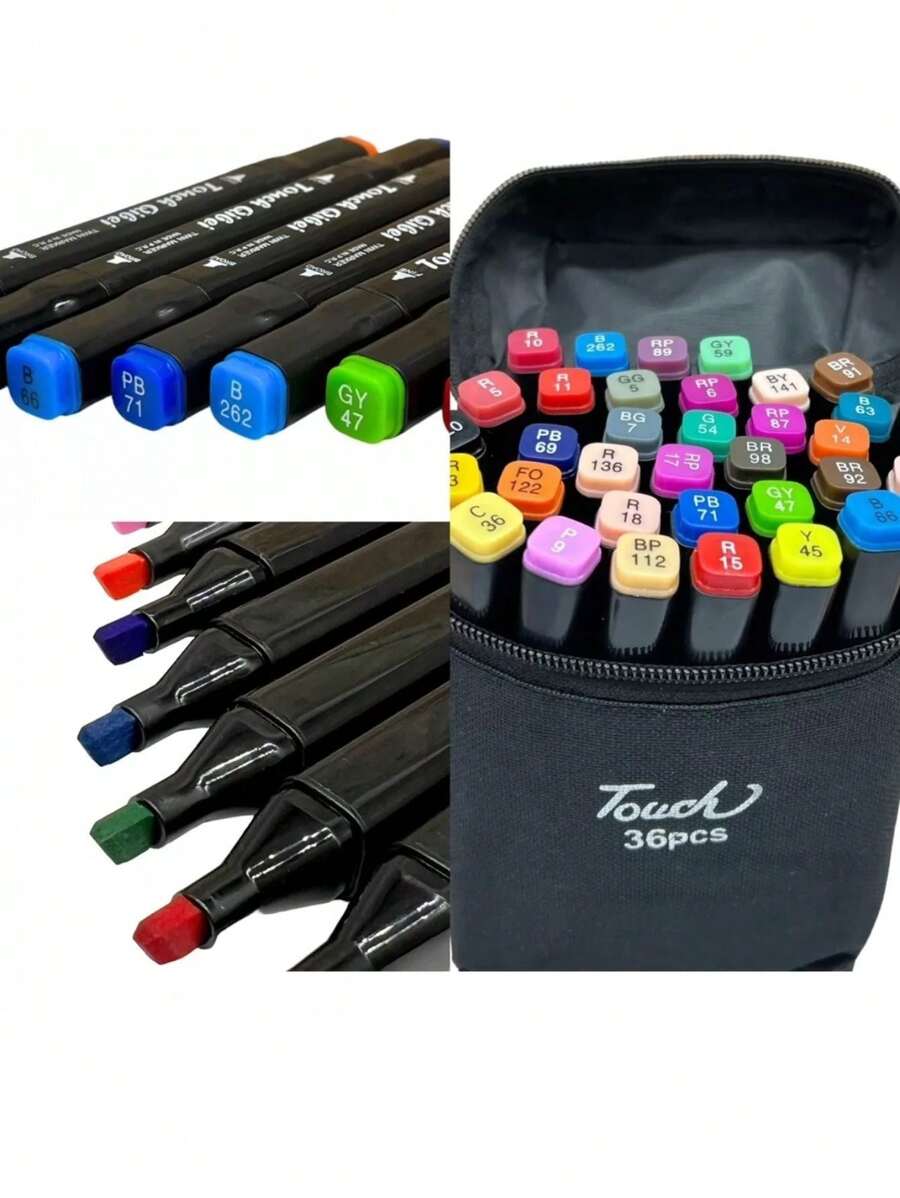 Plumones de Doble Punta Pincel 36 Colores