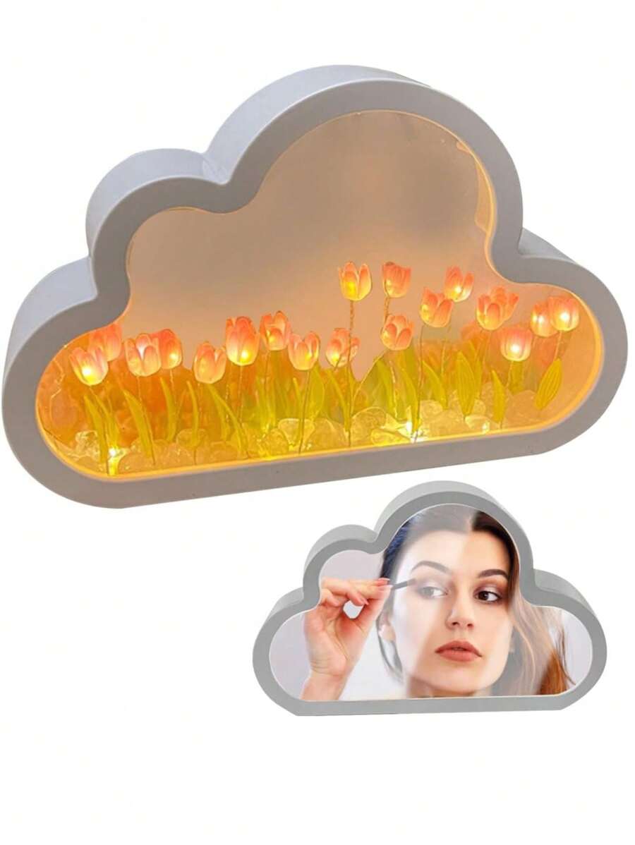 Espejo Lampara Nube con Tulipanes