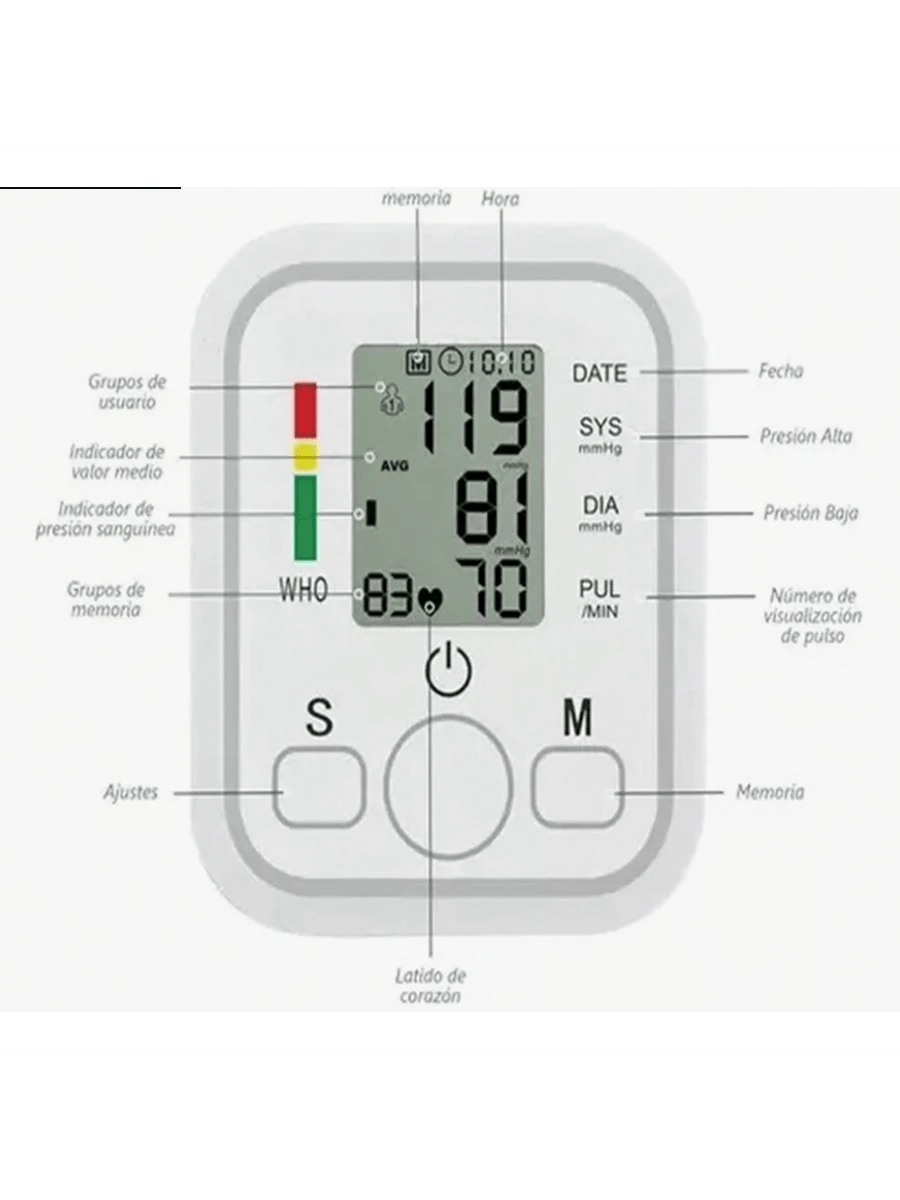 Monitor Digital De Presión Arterial Brazo Automático, Manguito de Presión Arterial Digital Ligero, Estable y Sensible, Conveniente para Viajar