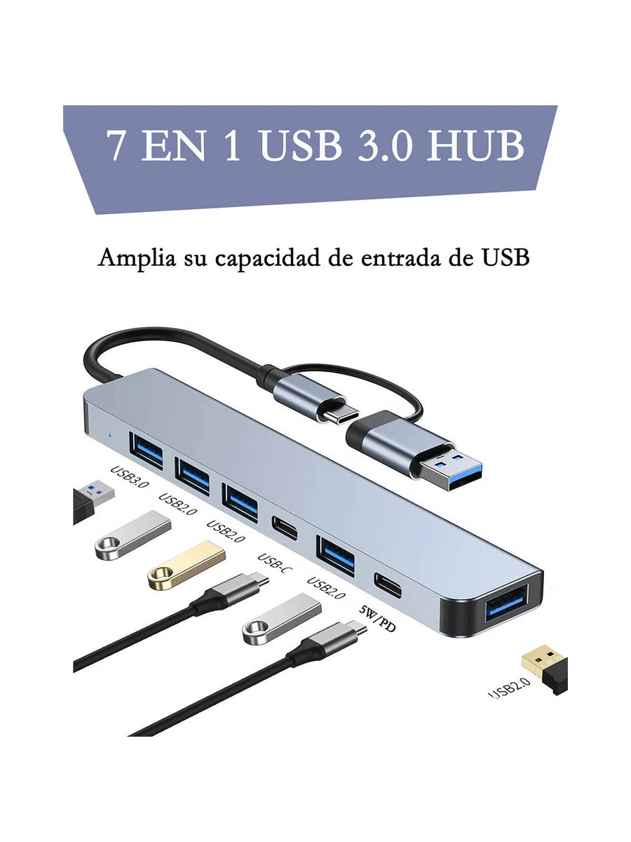 Hub USB C 3.0, 7 en 1 Adaptador USB