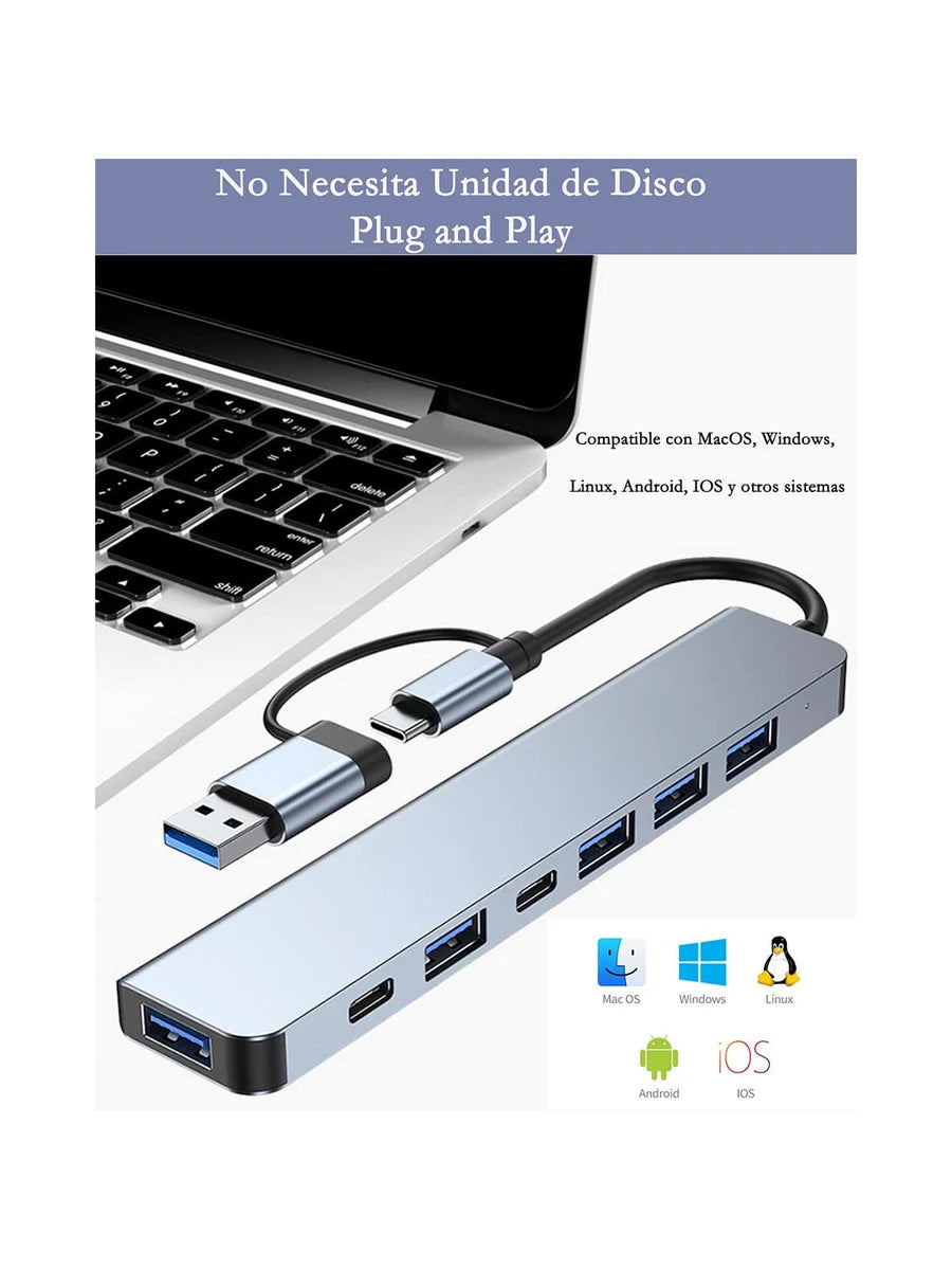 Hub USB C 3.0, 7 en 1 Adaptador USB